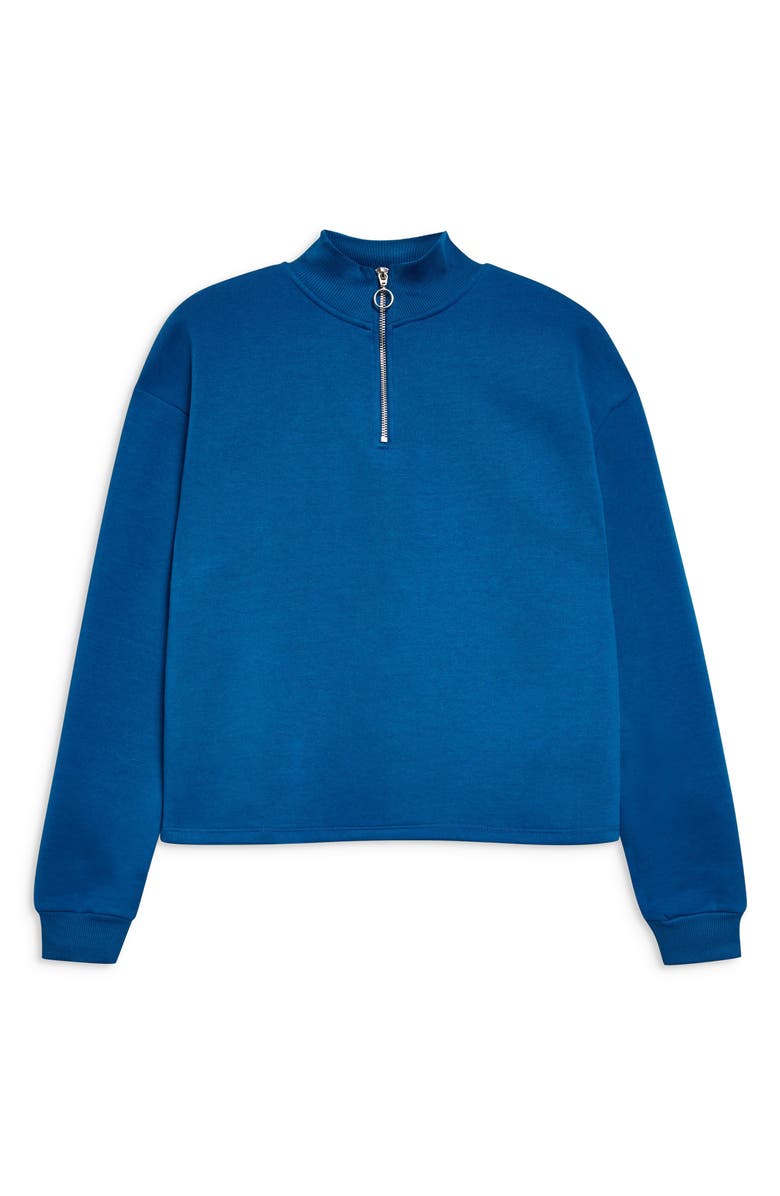 Topshop Zip Funnel Neck Sweatshirt, Alternate, color, 