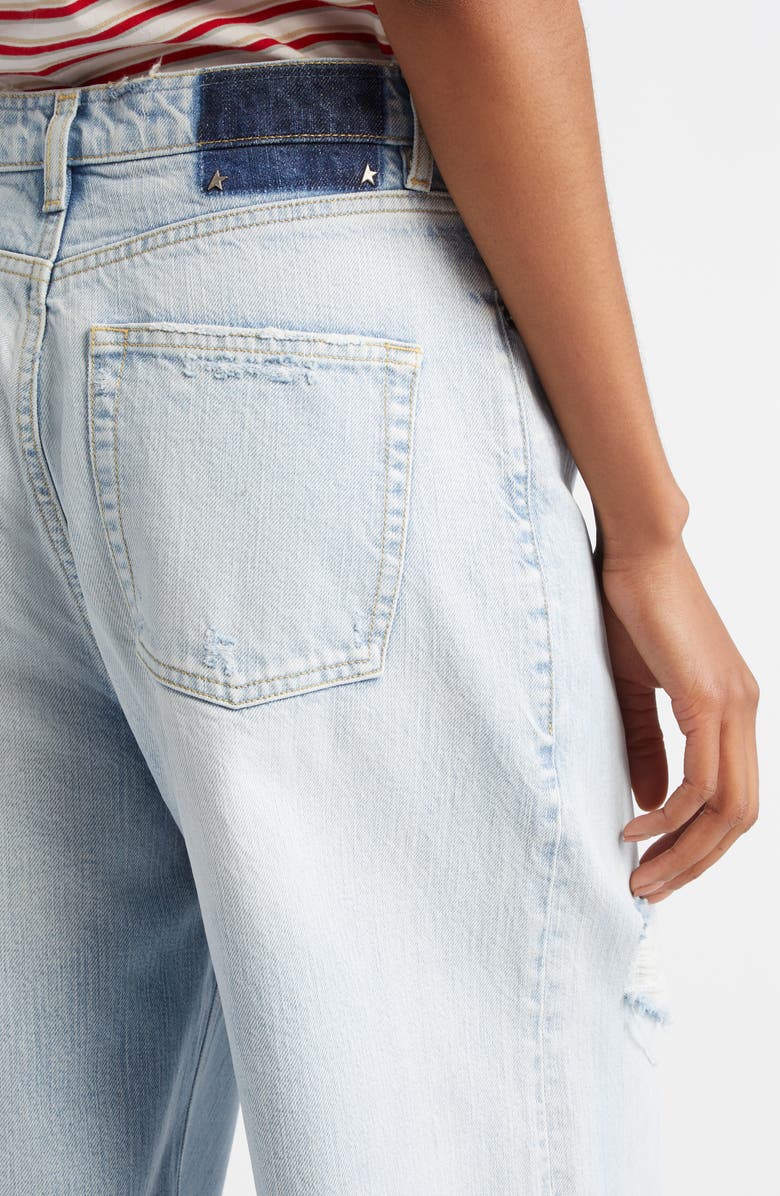 Golden Goose Melody Distressed Raw Hem Wide Leg Jeans, Alternate, color, Cloud Blue