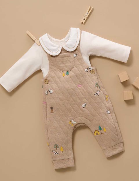 Quilted Overall and Bodysuit Set