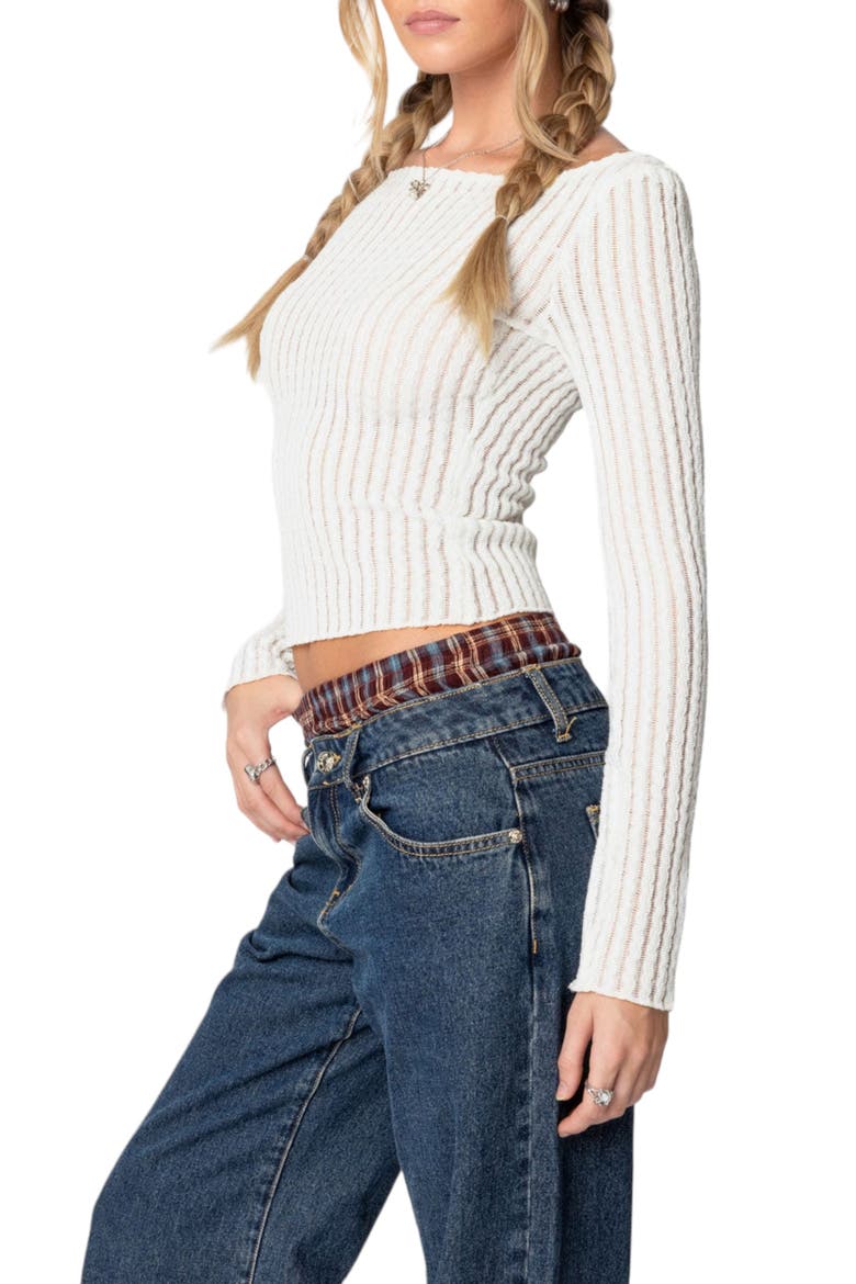 Texture Crop Top, Alternate, color, WHITE