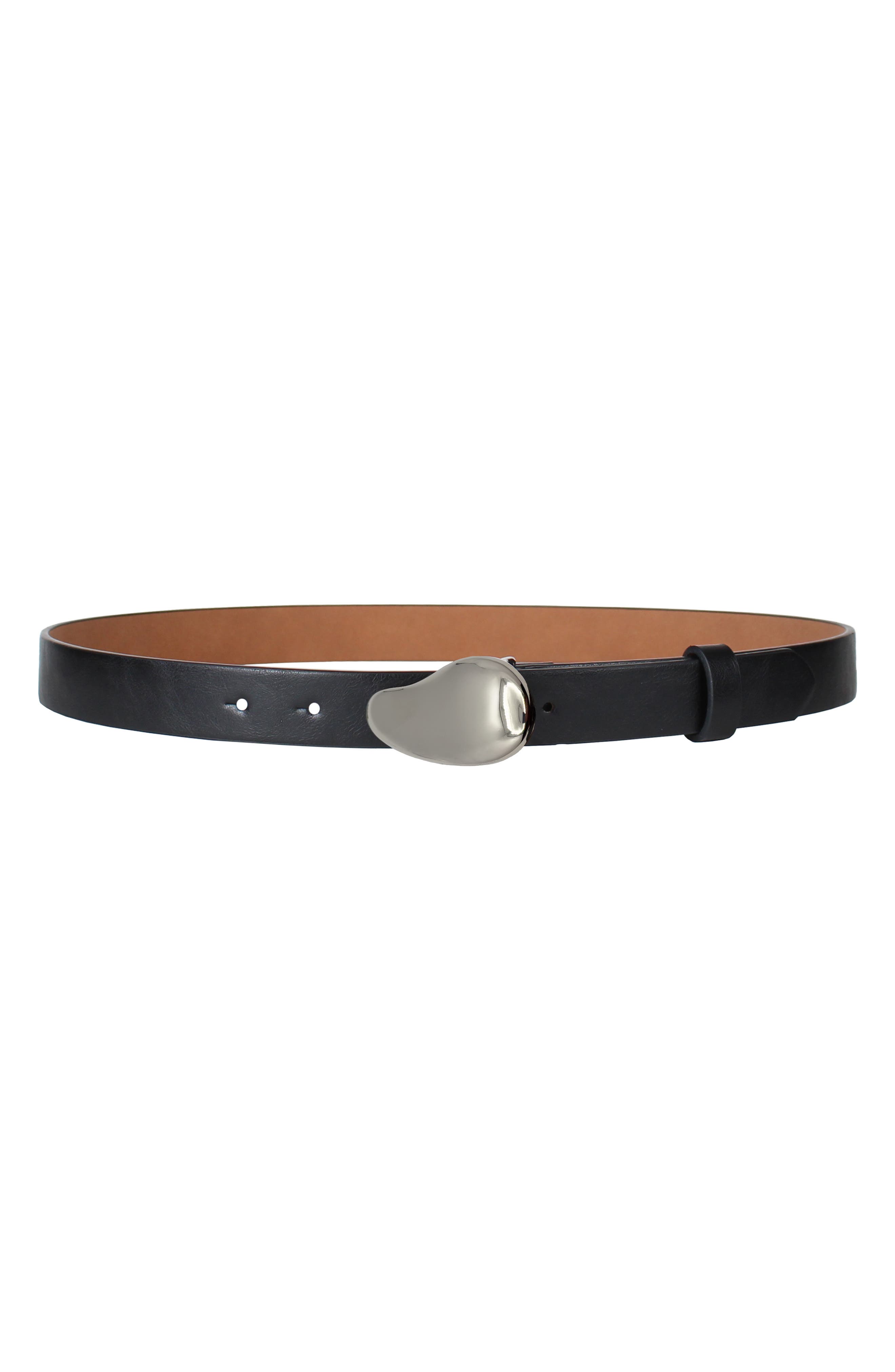Linea Pelle Organic Plaque Buckle Faux Leather Belt