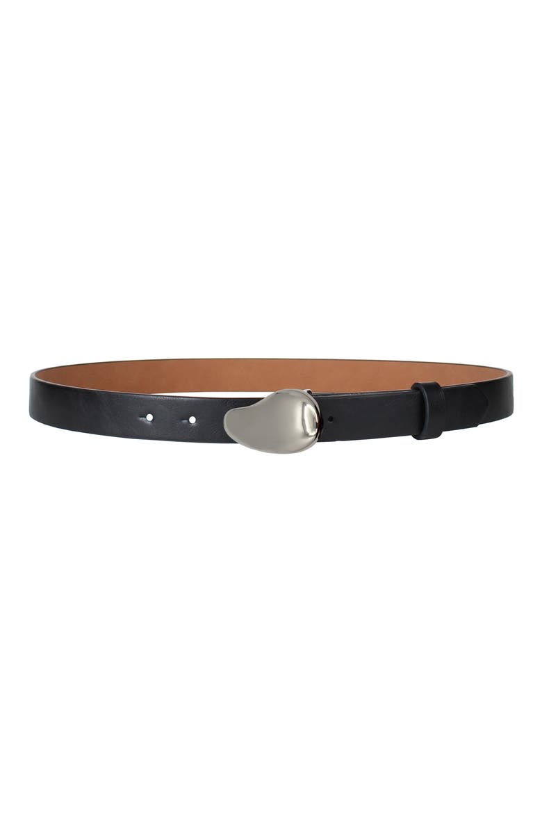 Organic Plaque Buckle Faux Leather Belt, Main, color, BLACK