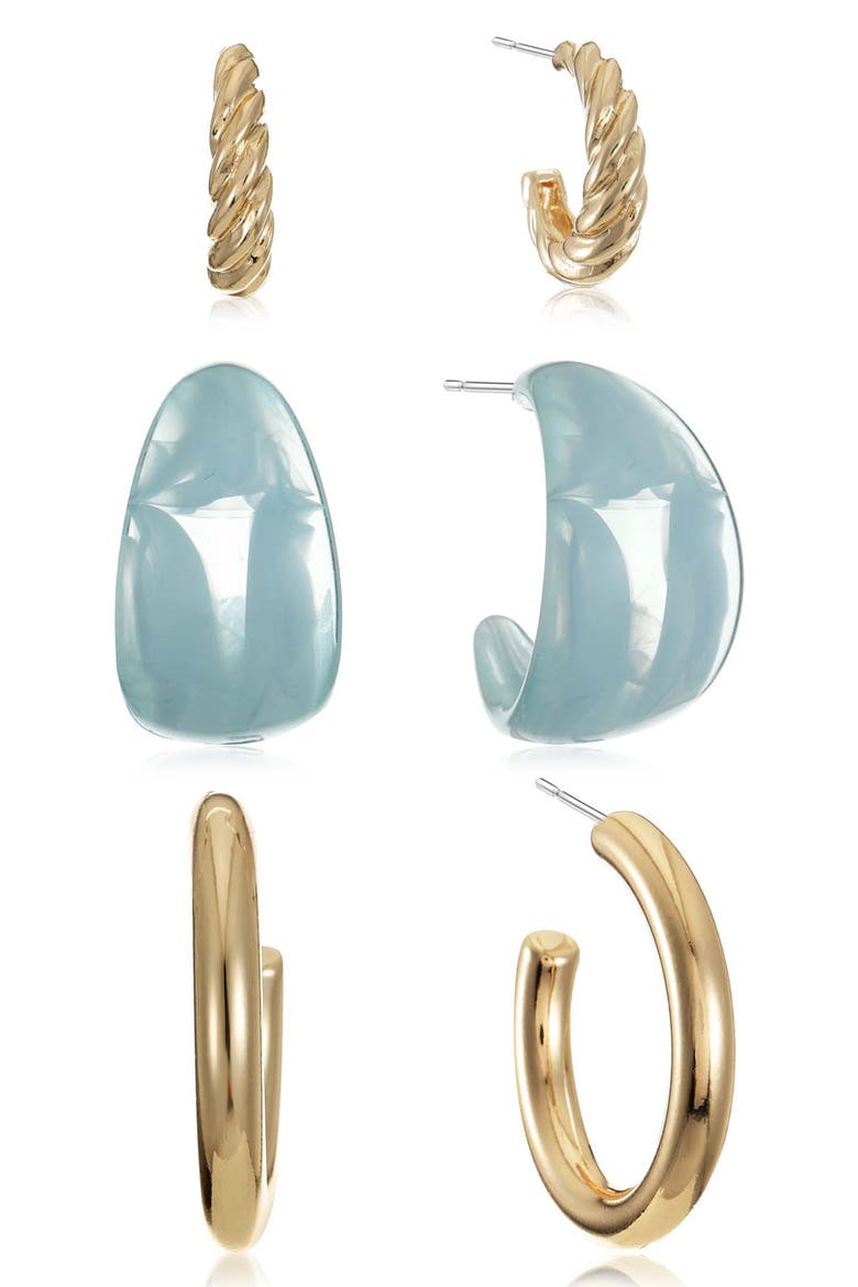 Super Set of 3 Hoop Earrings, Main, color, BLUE MULTI