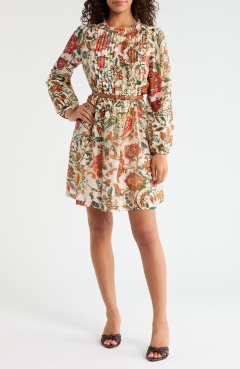 Long Sleeve Floral Print Dress