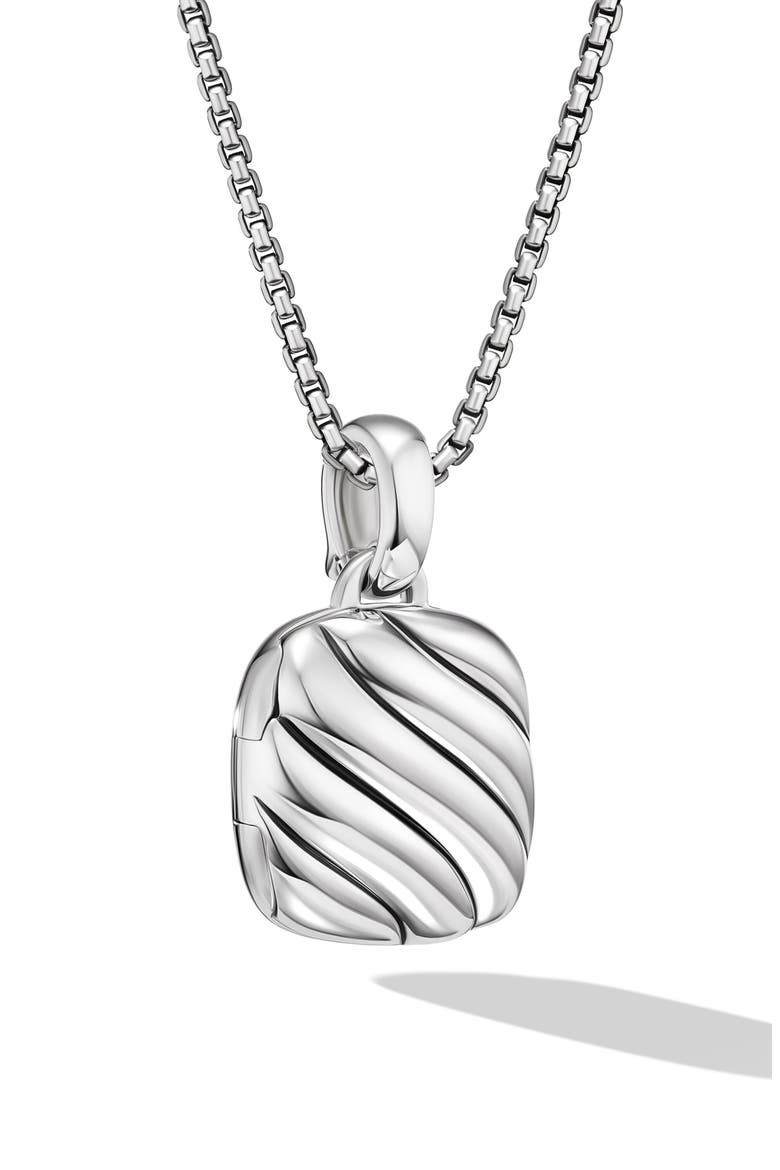 Sculpted Cable Sterling Silver Square Locket, 14.5mm, Alternate, color, STERLING SILVER