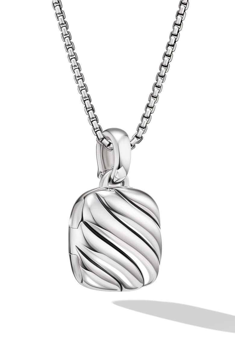 David Yurman Sculpted Cable Sterling Silver Square Locket, 14.5mm, Alternate, color, Sterling Silver