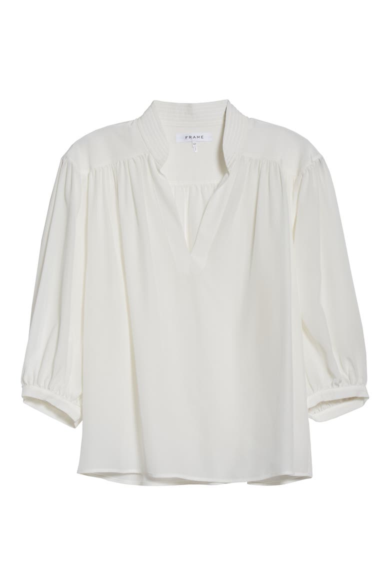 Cali Gathered Silk Top, Alternate, color, OFF WHITE