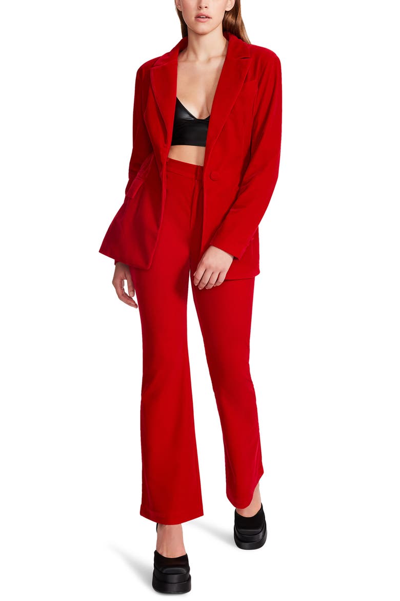 Harlow High Waist Velvet Pants, Alternate, color, MEDIUM RED