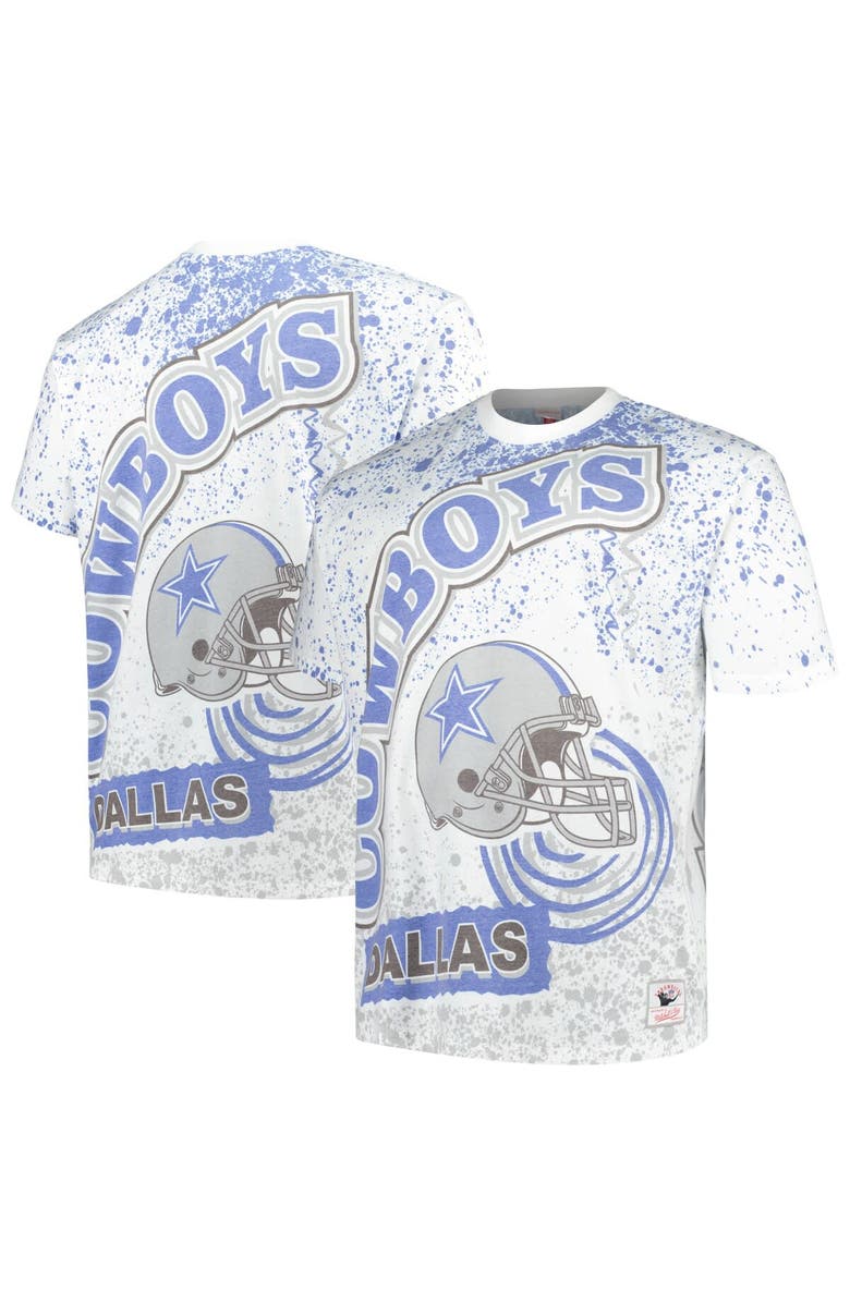 Mitchell & Ness Men's Mitchell & Ness White Dallas Cowboys Big & Tall Allover Print T-Shirt, Main, color, 