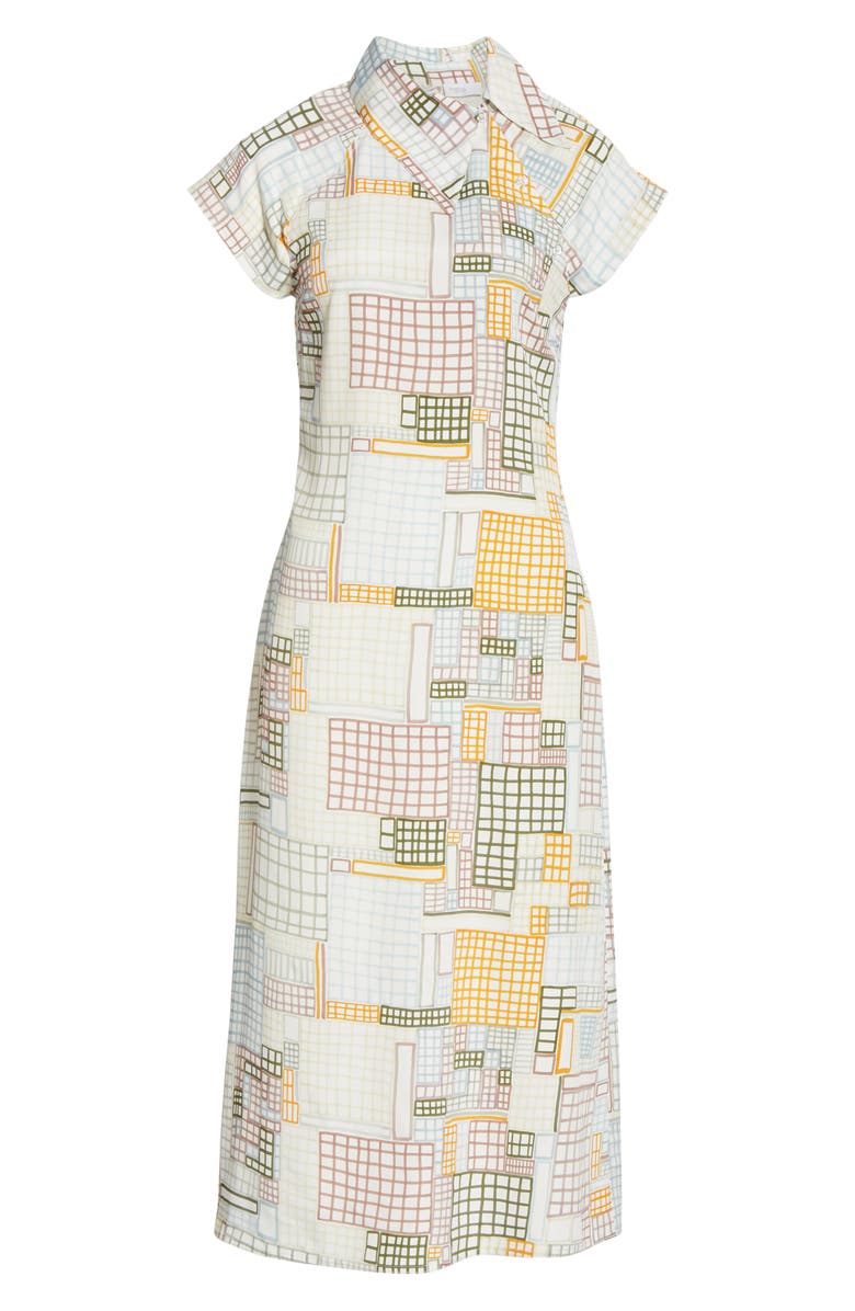 Rosetta Getty Grid Print Asymmetrical Shirtdress, Alternate, color,
