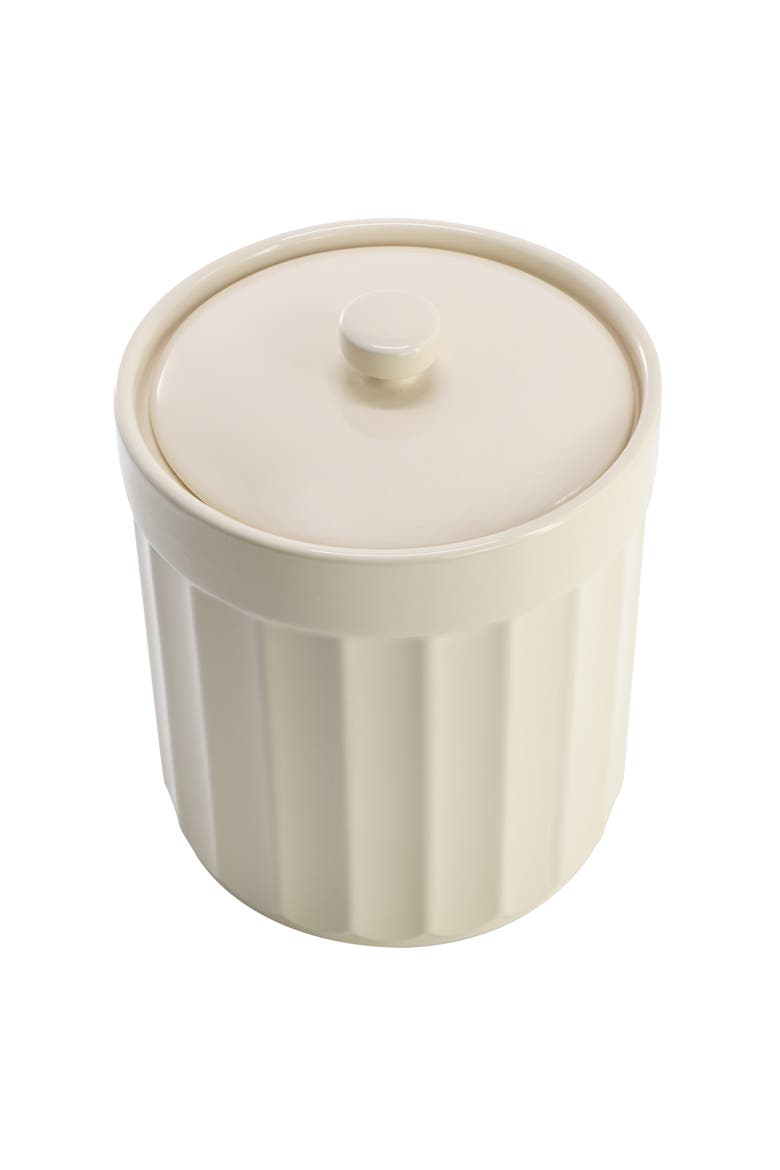 1.7 Quart Stoneware Canister with Lid in Cream, Alternate, color, White