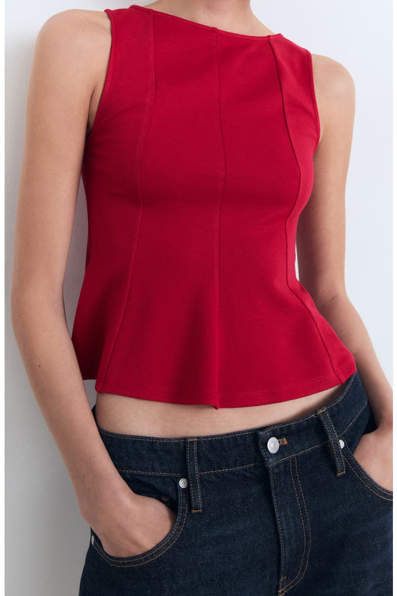 Seam Detail Sleeveless Peplum Top, Main, color, RED
