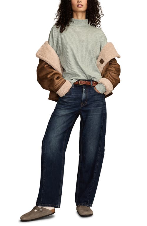 Lucky Brand Cloud Mock Neck Top In Gray