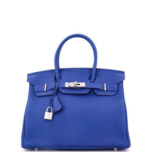 Pre-owned Hermes  Hermes Birkin Handbag Blue Togo With Palladium Hardware 30 In Blue