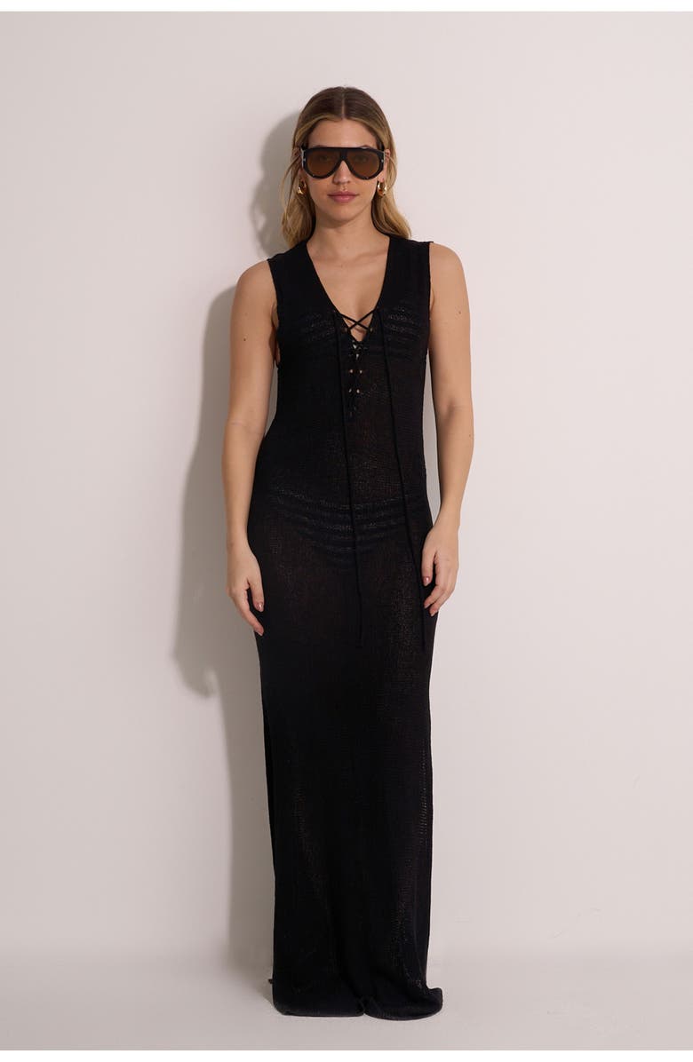 Gottex Beach Life Andy Crocheted Beach Dress Cover-Up, Main, color, Black