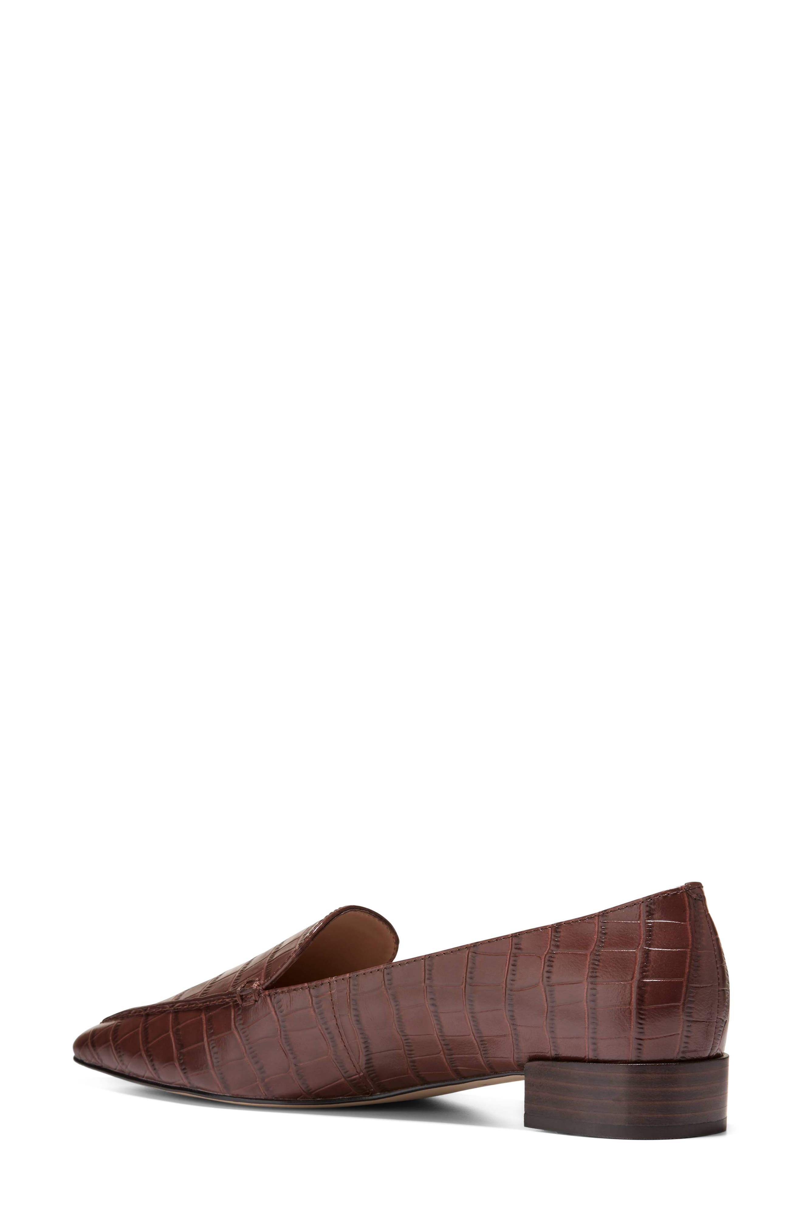 Beatrice Croc Embossed Leather Loafer, Alternate, color, DARK SADDLE CROC PRINT LEATHER