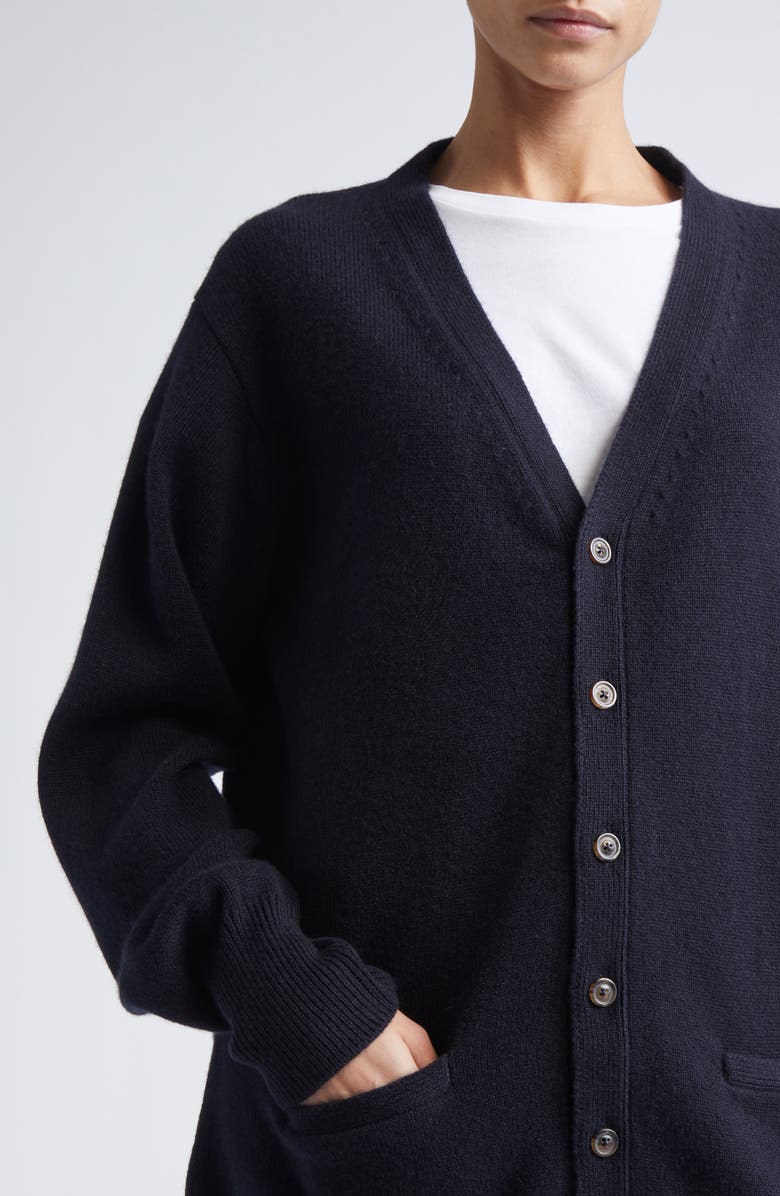 Maison Margiela Cashmere V-Neck Cardigan, Alternate, color, Dark Blue