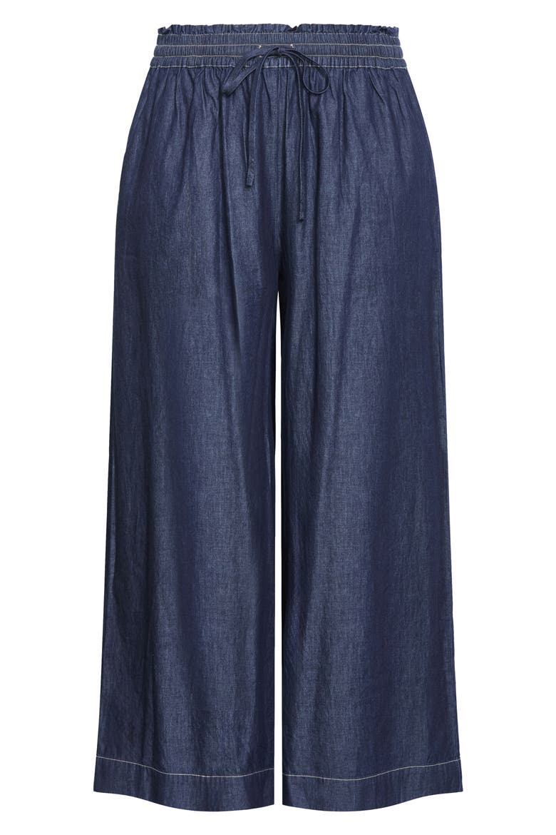 Mikayla Wide Leg Drawstring Denim Pants, Alternate, color, INDIGO