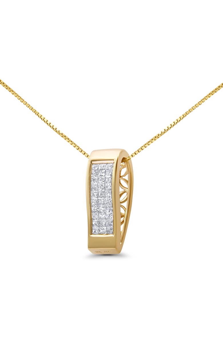 Haus of Brilliance 14K Gold 1/2 Cttw Princess Cut Diamond Vertical Bar Block Pendant 18" Necklace, Alternate, color, Yellow
