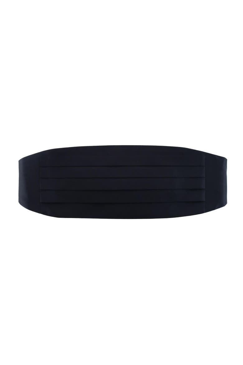 Sutton Solid Color Silk Cummerbund & Bow Tie Bundle, Alternate, color, Black