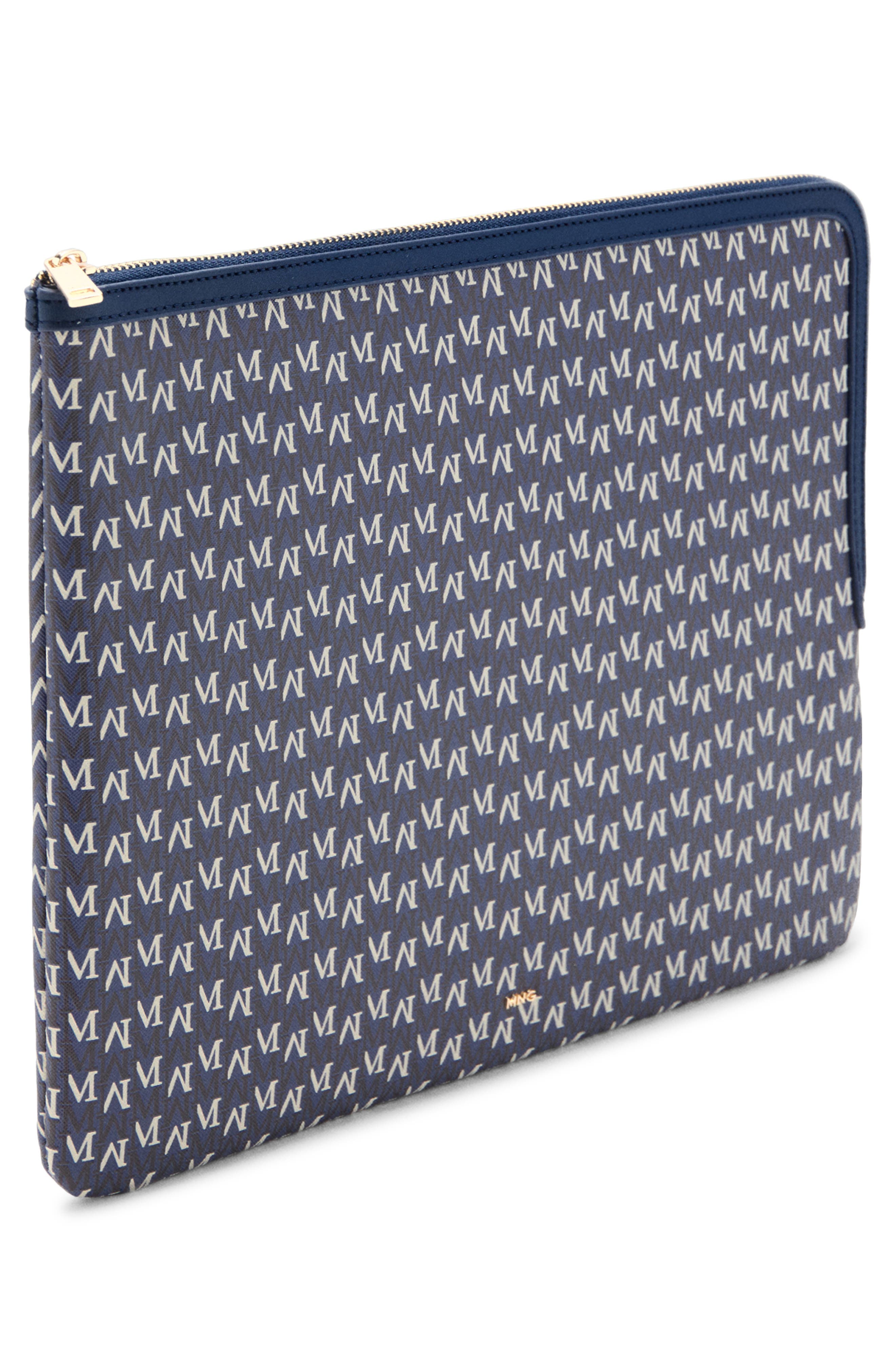 MANGO Monogram Logo Laptop Case, Alternate, color, Navy