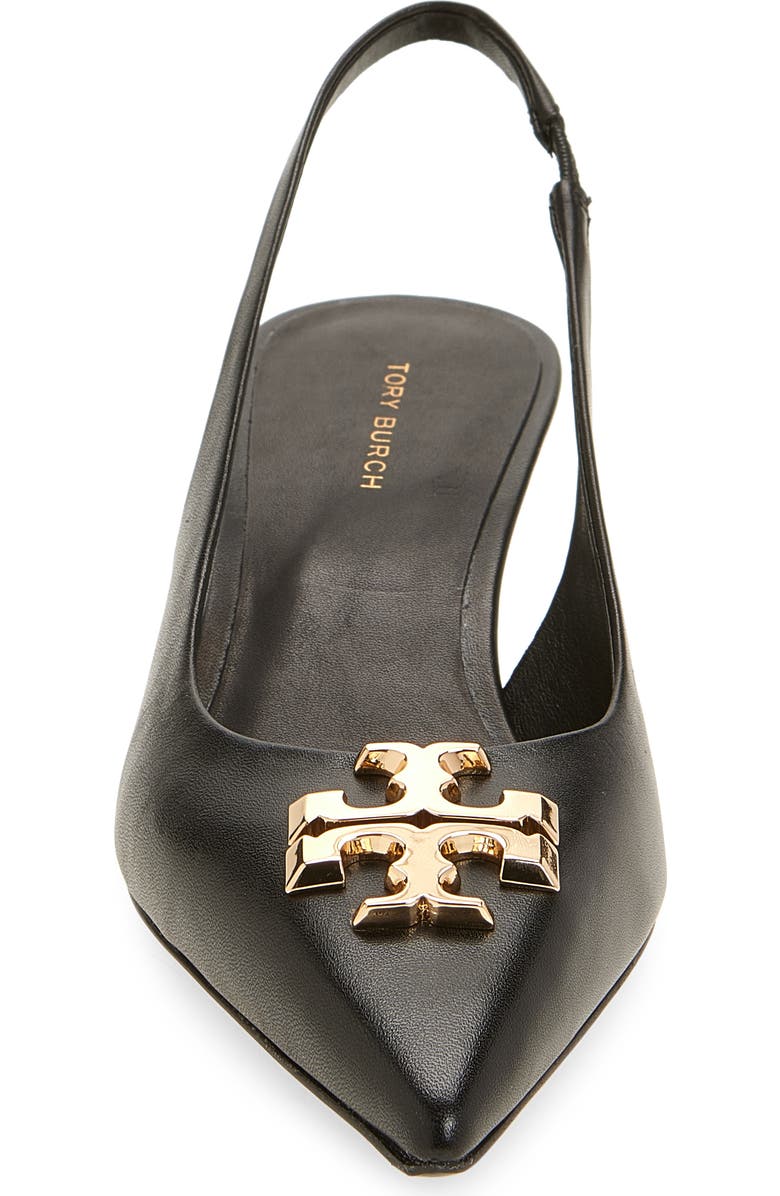 Tory Burch Eleanor Kitten Heel Slingback Pump, Alternate, color, Perfect Black / Gold