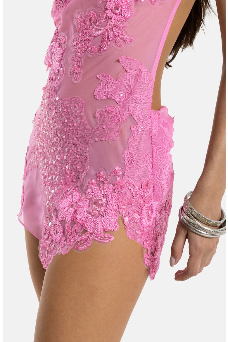 Lace Mix Minidress, Alternate, color, PINK
