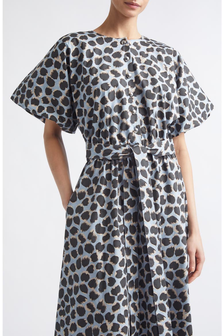 Paulina Belted Stretch Cotton Shirtdress, Alternate, color, VAPOR SPOTTED LEOPAR