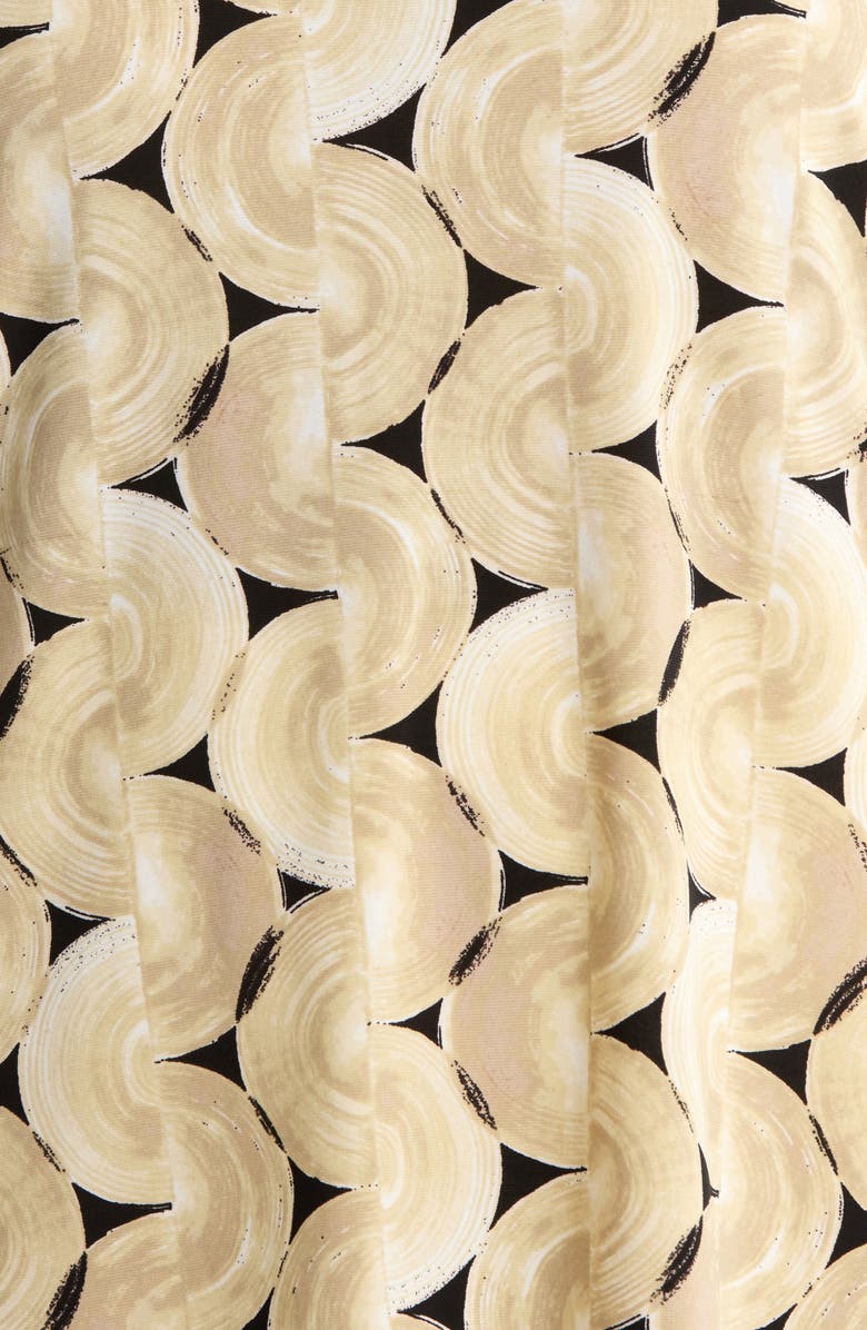 AK ANNE KLEIN Print Pleat Short Sleeve Top, Alternate, color, Latte Multi