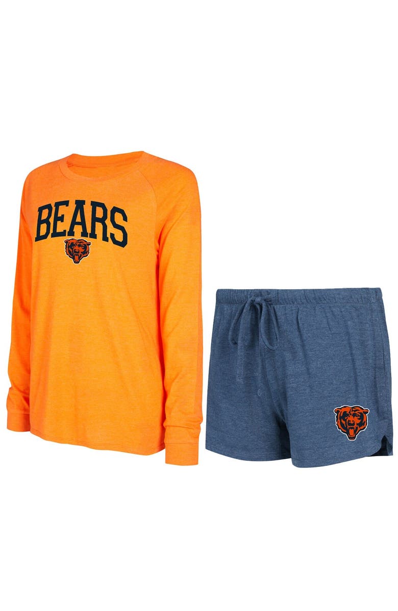 CONCEPTS SPORT Women's Concepts Sport Navy/Orange Chicago Bears Raglan Long Sleeve T-Shirt & Shorts Lounge Set, Main, color, 