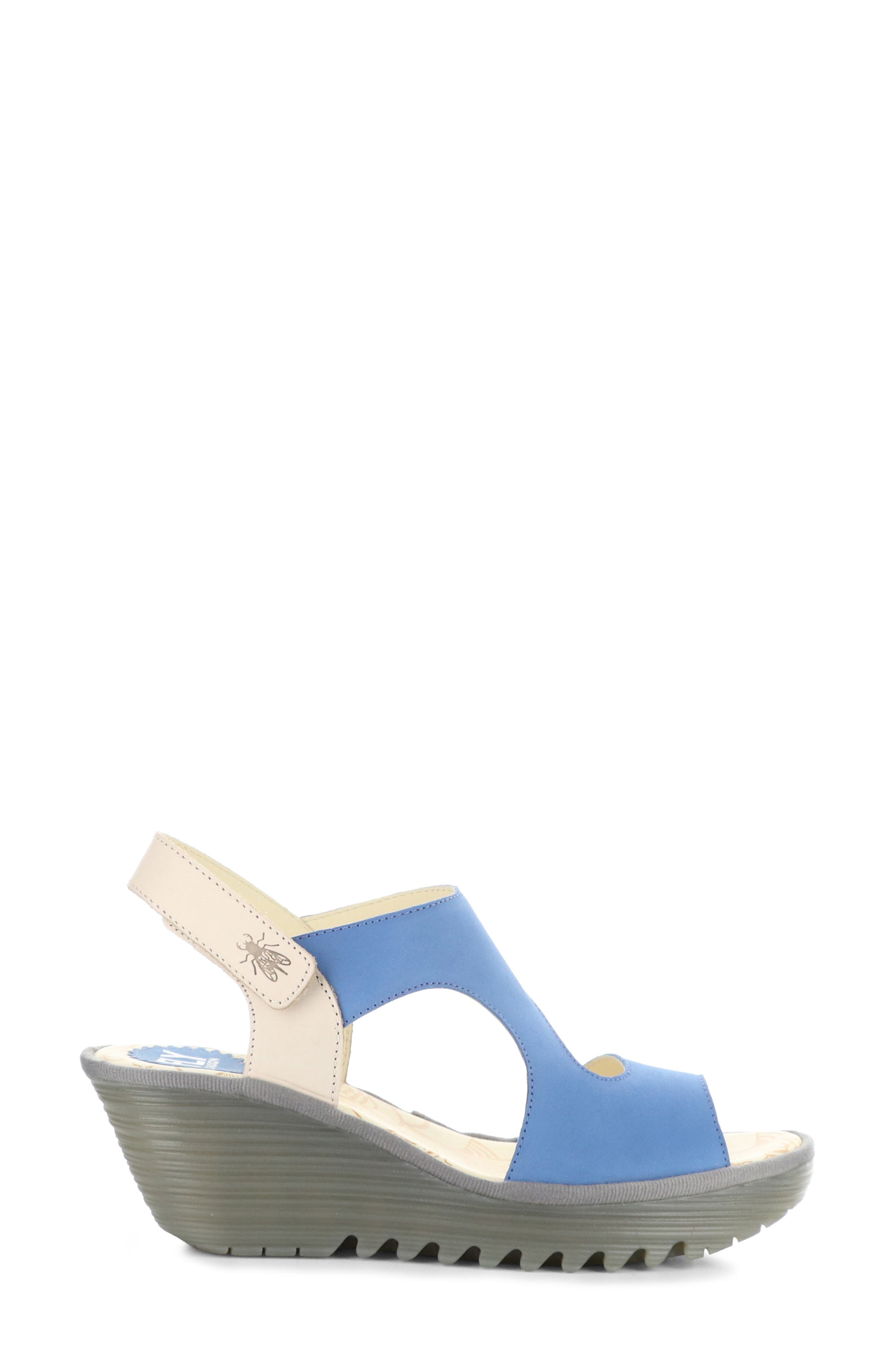 Fly London Yox Slingback Platform Wedge Sandal, Alternate, color, Blue/ Natural Cupido