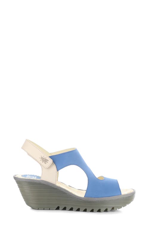 Fly London Yox Slingback Platform Wedge Sandal In Blue