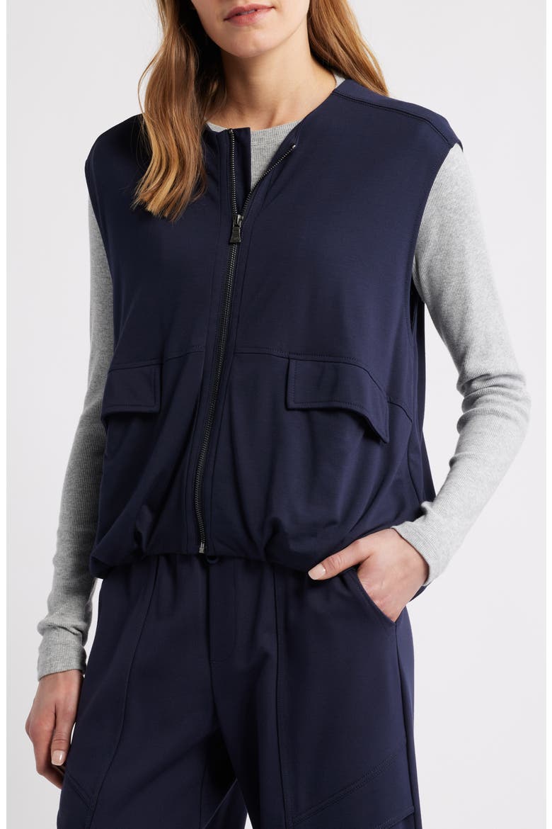 Knit Zip-Up Vest, Alternate, color, NAVY