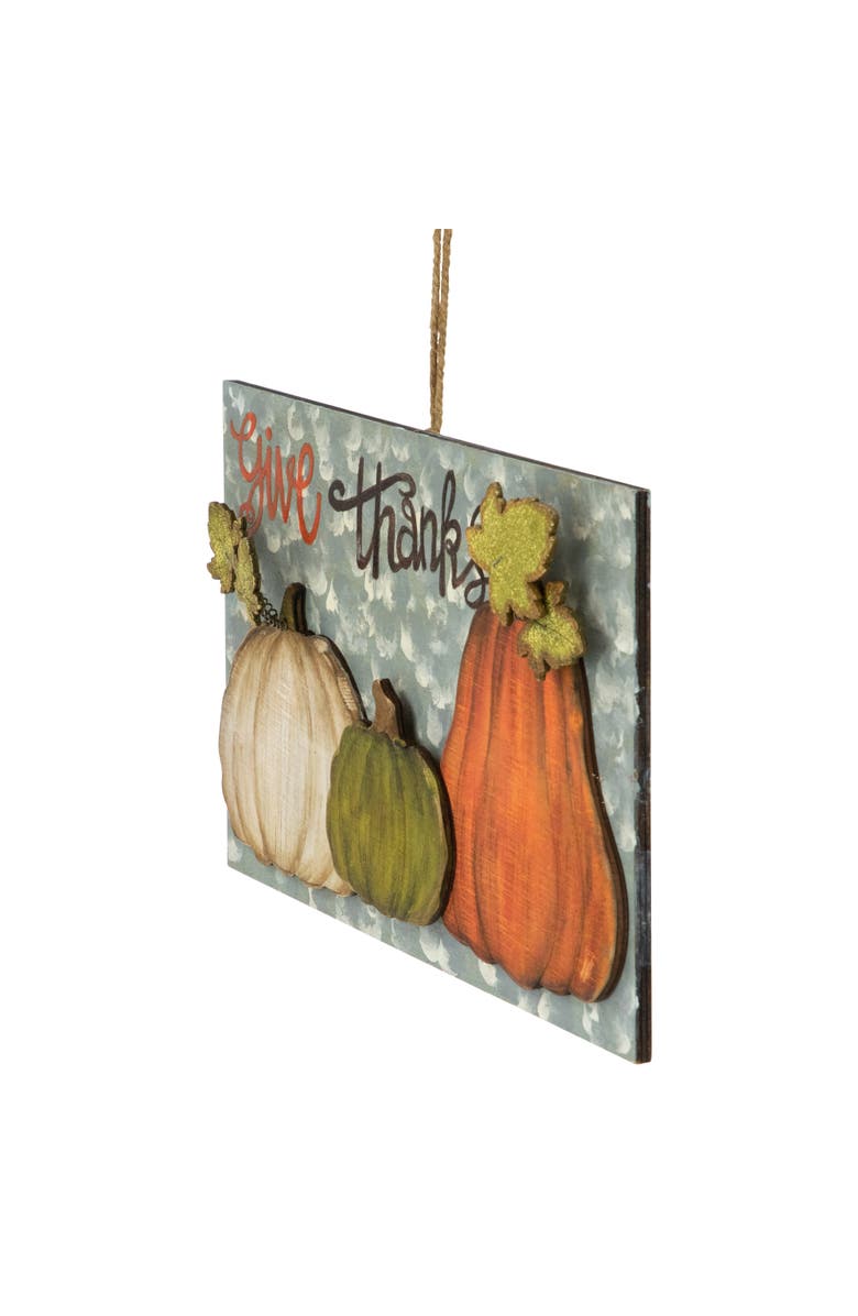 Northlight Layered Gourds "Give Thanks" 2-D Fall Harvest Hanging Wall Sign - 16.5", Alternate, color, Orange