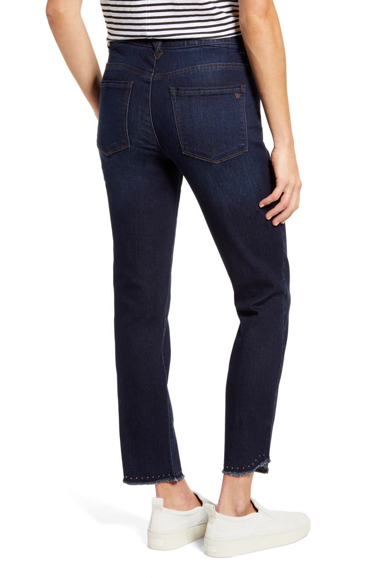 Ab-Solution High Waist Fray Hem Ankle Skinny Jeans, Alternate, color, INDIGO