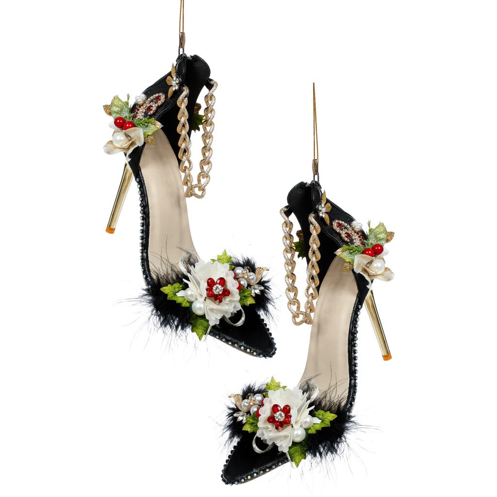 Mark Roberts Black Shoe With Gold Chain Ornament, Set Of 2 In Black