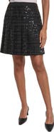 KARL LAGERFELD PARIS Sequin Pleated Tweed Miniskirt