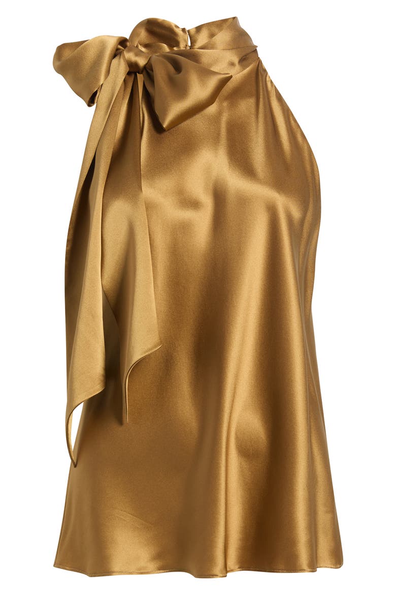 Ribbon Halter Top, Alternate, color, DARK GOLD