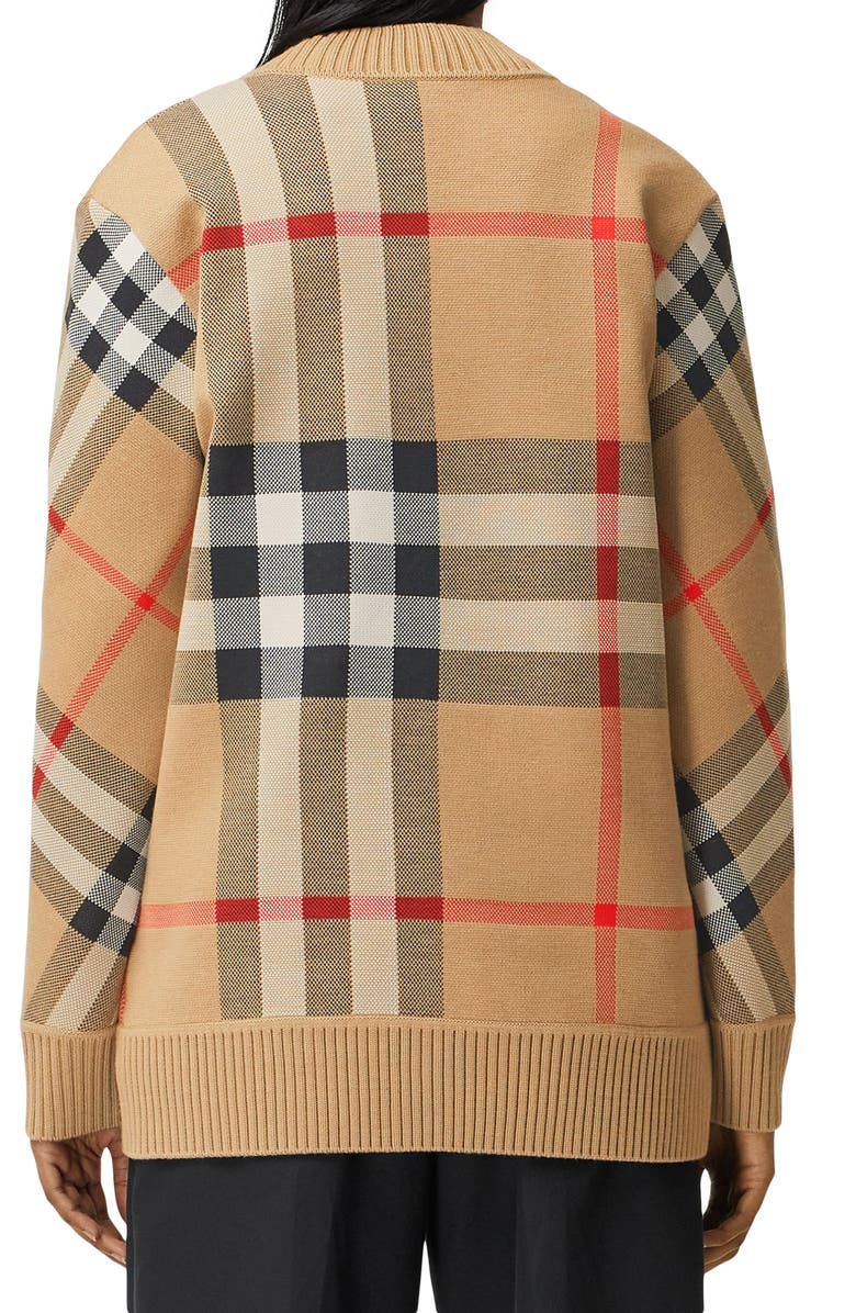 Burberry Caragh Check Jacquard Cardigan, Alternate, color, 
