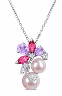 DELMAR 7-9mm Cultured Freshwater Pearl Pendant Necklace