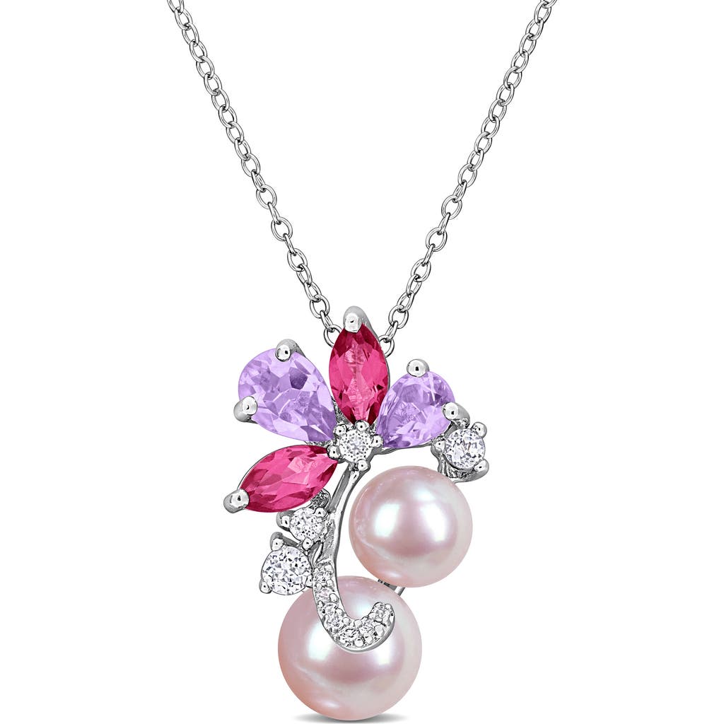 Delmar 7-9mm Cultured Freshwater Pearl Pendant Necklace In Silver