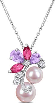 DELMAR 7-9mm Cultured Freshwater Pearl Pendant Necklace