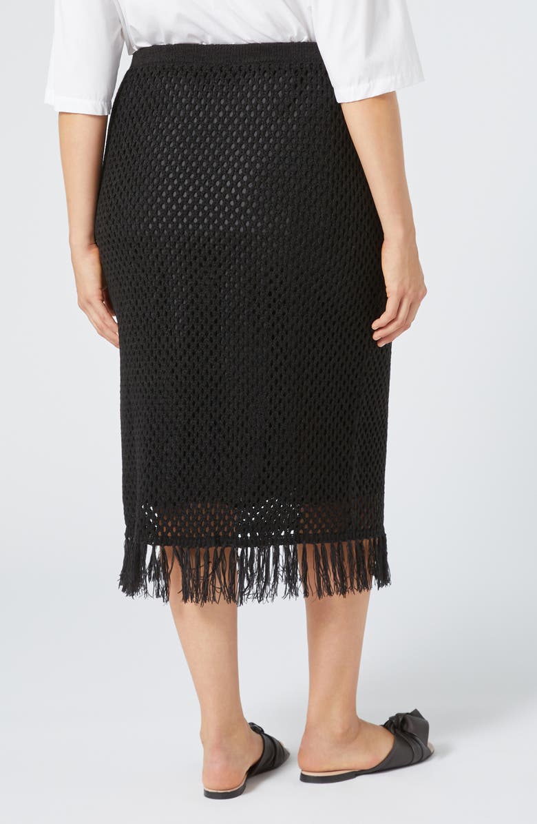Marina Rinaldi Alca Open Stitch Midi Sweater Skirt, Alternate, color, Black