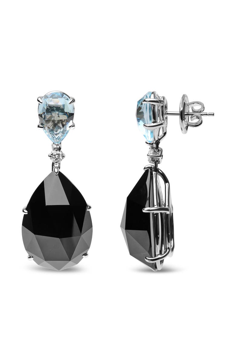 Haus of Brilliance 18K White Gold 1/5 Cttw Diamond with Blue Topaz & Onyx Gemstone Dangle Earring, Alternate, color, White