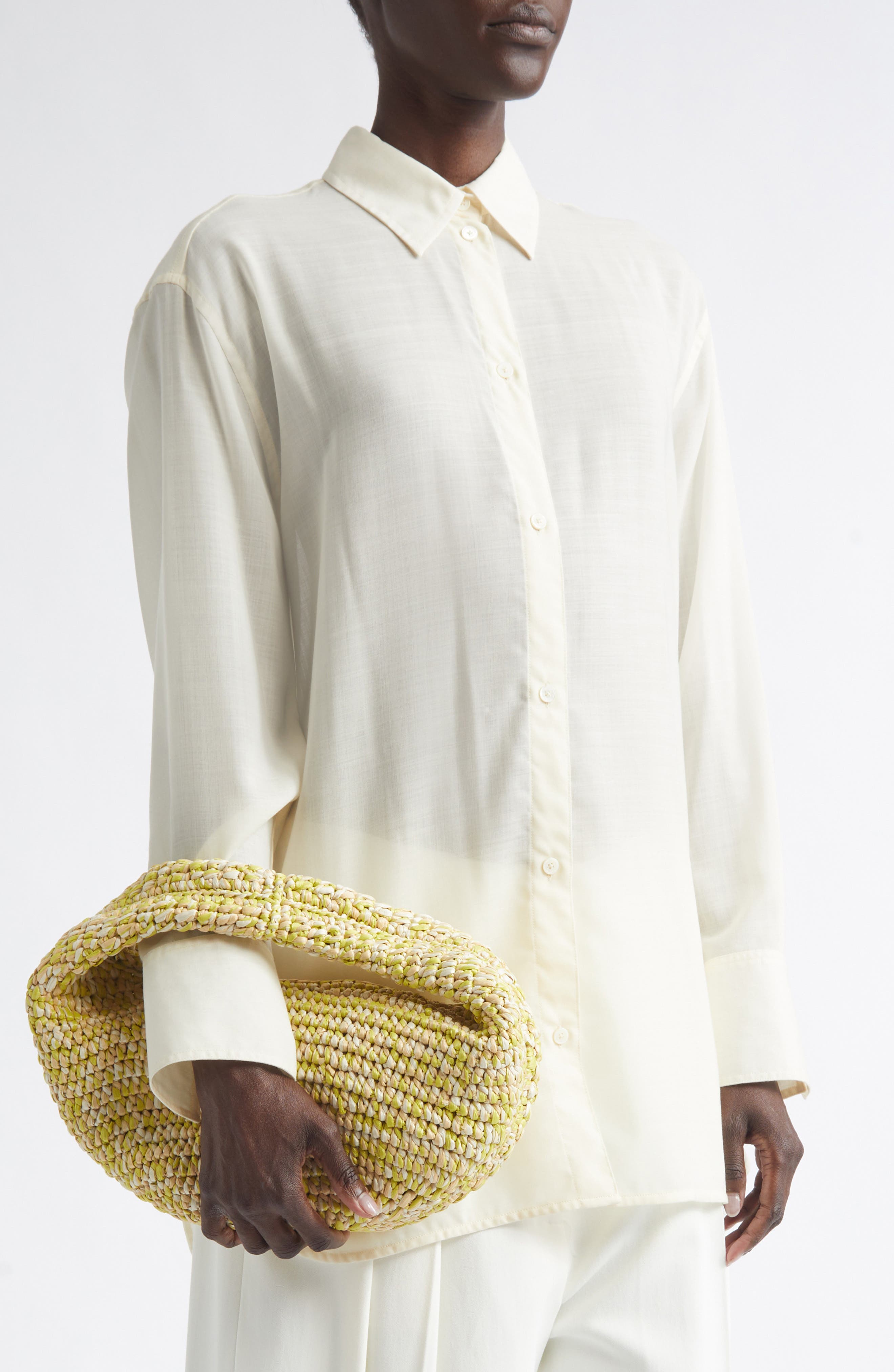 Medium Olivia Raffia Hobo Bag, Alternate, color, 675 CITRON / WHITE