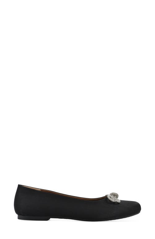 Cliffs By White Mountain Sashimi Embellished Bow Flat In Black Shimmer Fabric