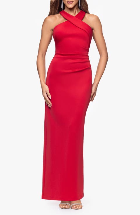 Pleated Sleeveless Scuba Gown (Petite)