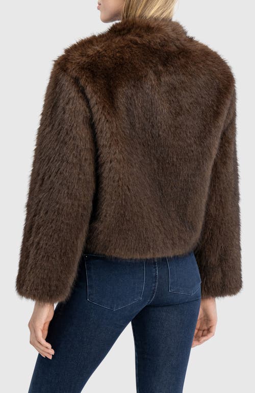 Lyla Grant Fur-free Sable (faux Fur) Jacket, Stand Collar In Brown