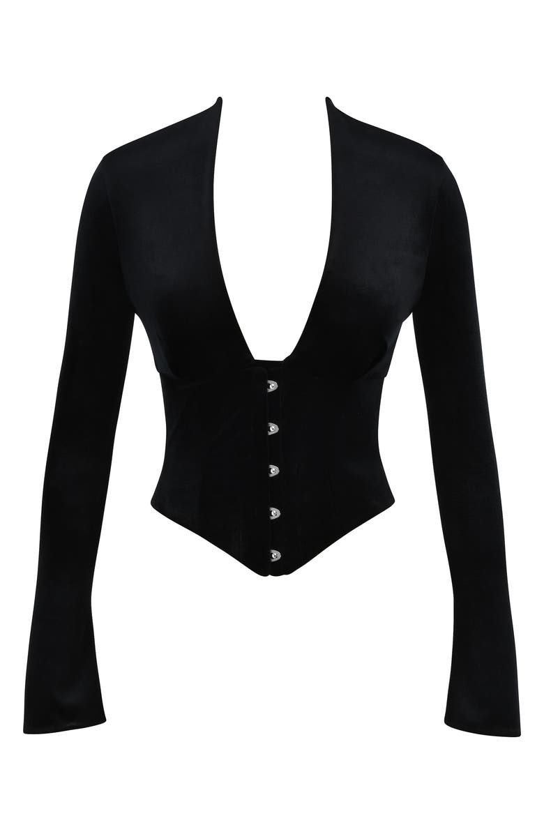 HOUSE OF CB Leonora Stretch Velvet Corset Top, Alternate, color, 