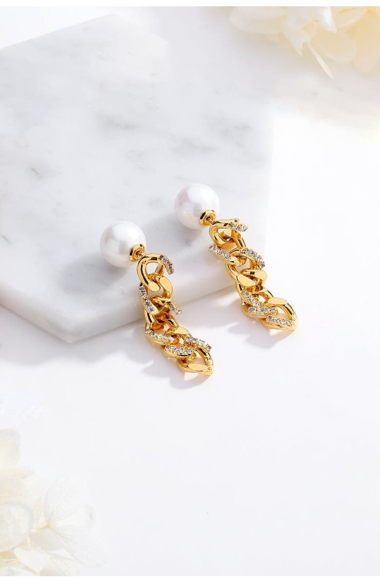 Classicharms Rhinestone Chain Earrings, Alternate, color, Gold
